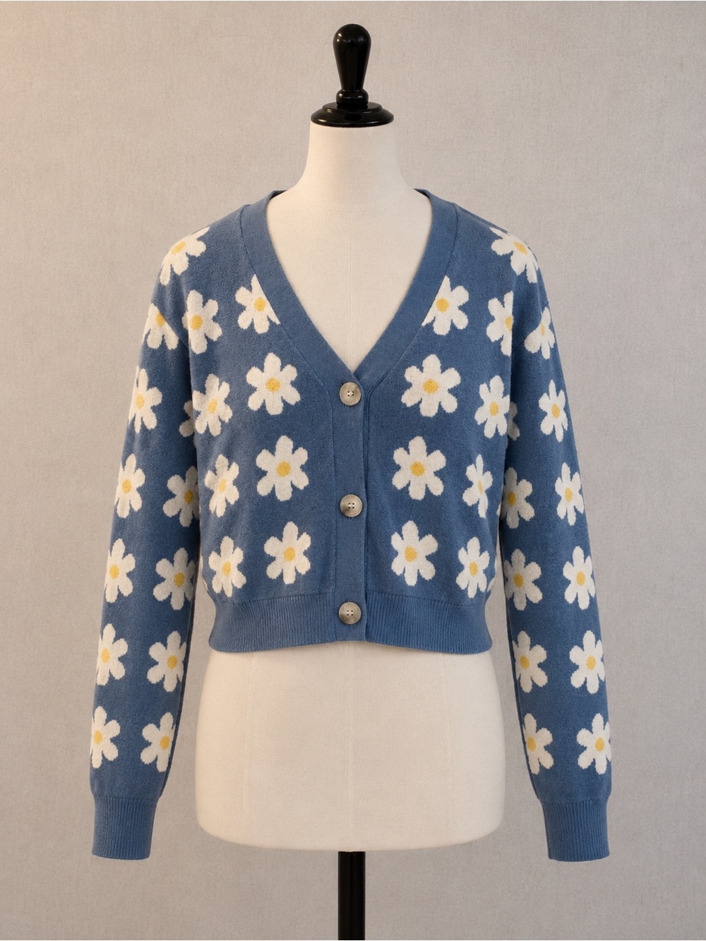 Willow & Wind Blue Daisy V-Neck Cardigan